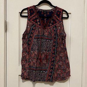 Lucky Brand Sleeveless Top w/Embroiderd Yoke 1X
